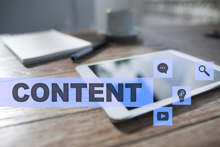 Content text on virtual screen. Business technology and internet concept.?の写真素材