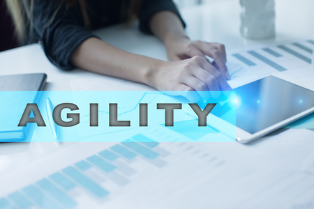 Agility text on virtual screen. Business technology and internet concept.?