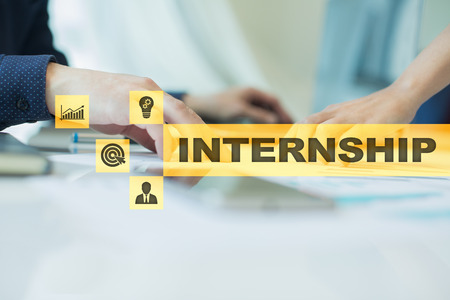 Internship text on virtual screen. Business, education and internet concept.?の写真素材