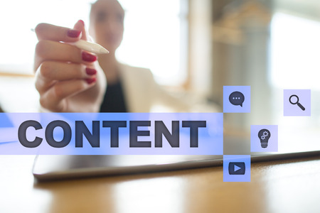 Content text on virtual screen. Business technology and internet concept.?の写真素材