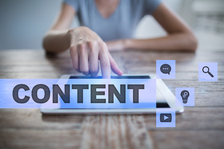 Content text on virtual screen. Business technology and internet concept.?の写真素材