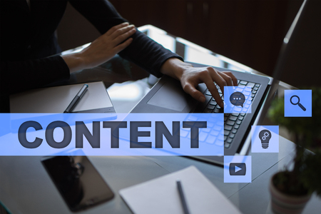 Content text on virtual screen. Business technology and internet concept.?の写真素材