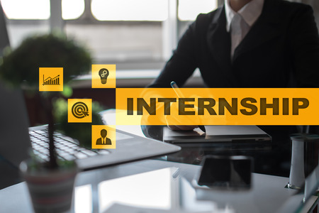 Internship text on virtual screen. Business, education and internet concept.?の写真素材