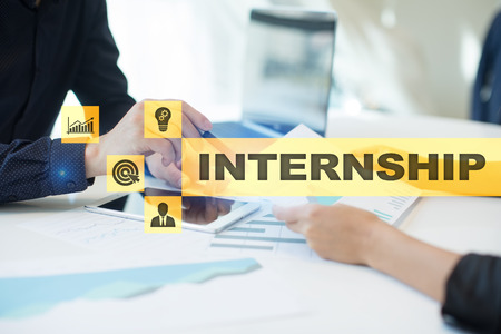 Internship text on virtual screen. Business, education and internet concept.?の写真素材