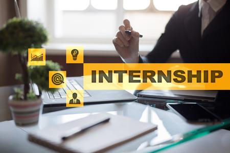 Internship text on virtual screen. Business, education and internet concept.?の写真素材