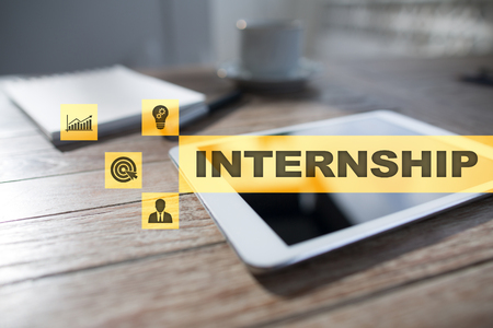 Internship text on virtual screen. Business, education and internet concept.?の写真素材