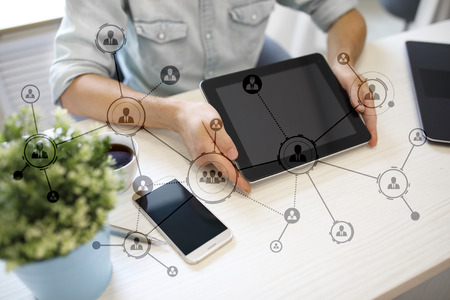 Organisation structure. People's social network. Business and technology concept.