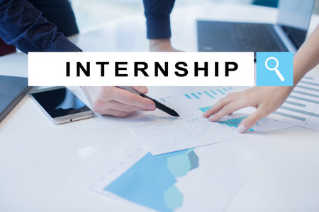 Internship text on virtual screen. Business, education and internet conceptの写真素材