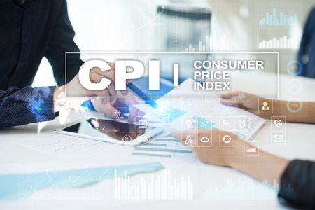 CPI. Consumer price index concept on virtual screen.の写真素材