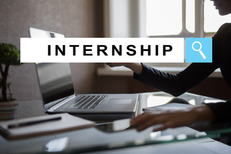 Internship text on virtual screen. Business, education and internet conceptの写真素材