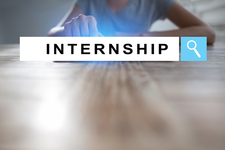 Internship text on virtual screen. Business, education and internet conceptの写真素材