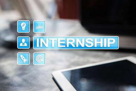 Internship text on virtual screen. Business, education and internet conceptの写真素材