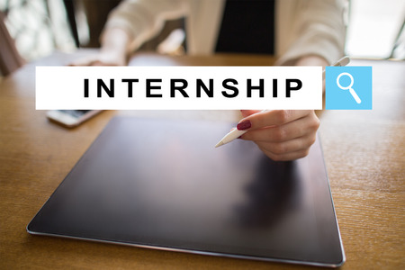 Internship text on virtual screen. Business, education and internet conceptの写真素材