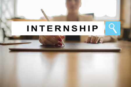 Internship text on virtual screen. Business, education and internet conceptの写真素材