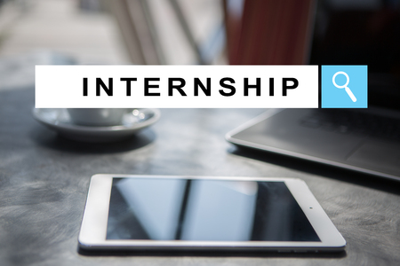 Internship text on virtual screen. Business, education and internet conceptの写真素材