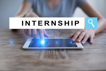 Internship text on virtual screen. Business, education and internet conceptの写真素材