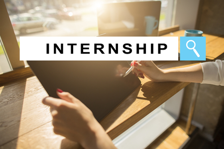 Internship text on virtual screen. Business, education and internet concept.の写真素材