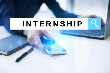 Internship text on virtual screen. Business, education and internet concept.の写真素材