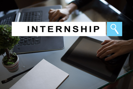 Internship text on virtual screen. Business, education and internet concept.の写真素材