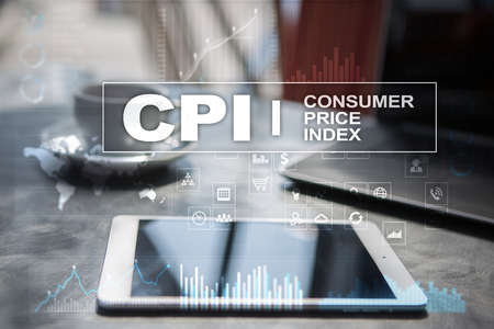 CPI. Consumer price index concept on virtual screen.の写真素材