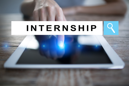 Internship text on virtual screen. Business, education and internet conceptの写真素材