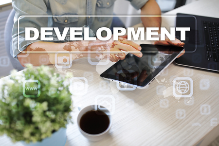 Development concept on virtual screen. Software. Personal.の写真素材