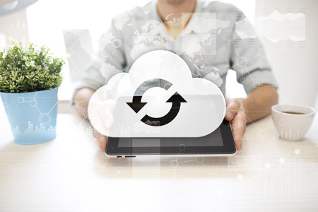 Cloud technology. Data storage. Networking and internet service concept.の写真素材