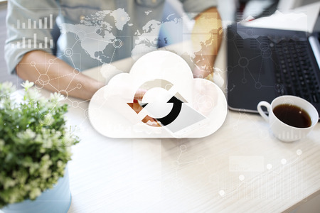 Cloud technology. Data storage. Networking and internet service concept.の写真素材