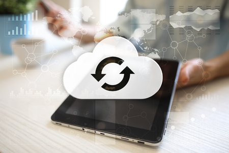 Cloud technology. Data storage. Networking and internet service concept.の写真素材