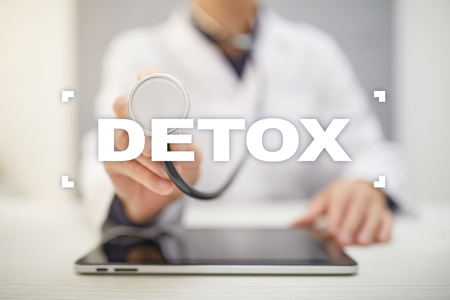 Medical doctor select detox on virtual screen. Health Care concept.の写真素材