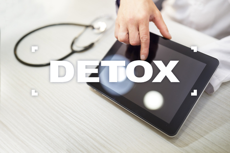 Medical doctor select detox on virtual screen. Health Care concept.の写真素材