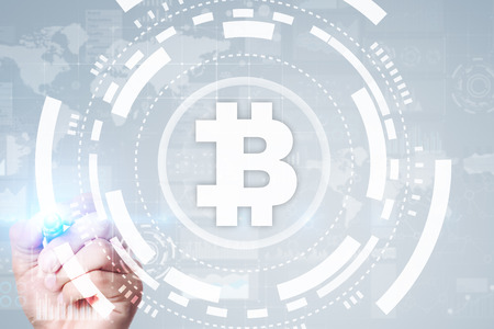 Bitcoin cryptocurrency. Financial technology. Internet money. Business concept.の写真素材