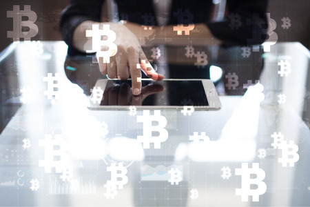 Bitcoin cryptocurrency. Financial technology. Internet money. Business concept.の写真素材