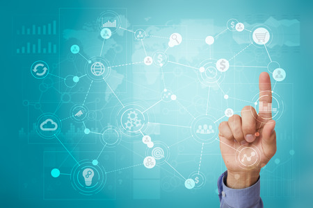 Template for text, Virtual screen Background with icons. Business, internet technology and...