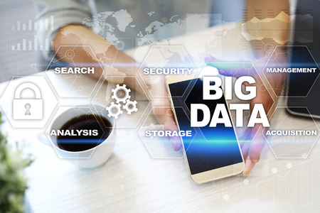 Big data technology and internet concept on the virtual screen.