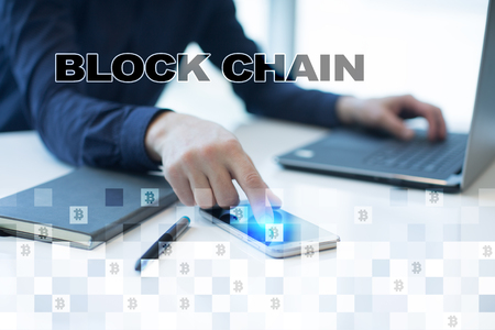 Blockchain technology concept. Internet money transfer. Cryptocurrency.の写真素材