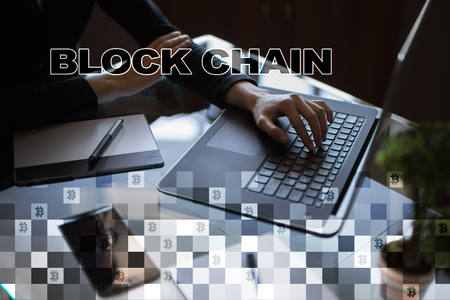 Blockchain technology concept. Internet money transfer. Cryptocurrency.の写真素材