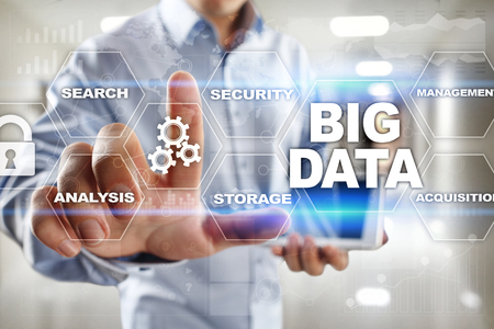 Big data technology and internet concept on the virtual screen.