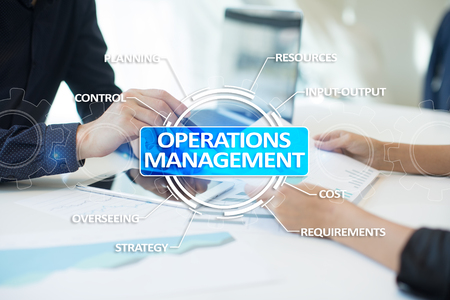 Operations management business and technology concept on virtual screen.