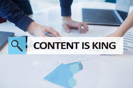 Content is king text in search bar. Business, technology and internet concept. Digital marketing.の写真素材
