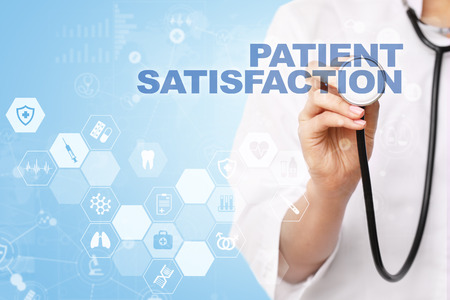 Medicine doctor is using modern computer virtual screen interface, medical technology network concept. EHP, EMR, Electronic health record.の写真素材