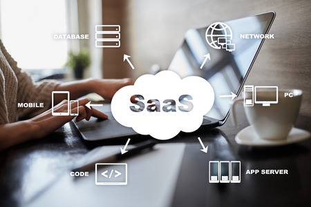 SaaS, Software as a Service. Internet and networking concept.の写真素材