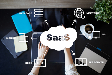 SaaS, Software as a Service. Internet and networking concept.の写真素材