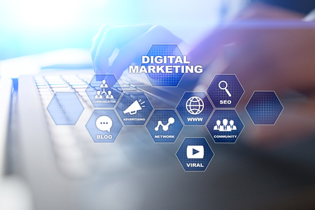 DIgital marketing technology concept. Internet. Online. Search Engine Optimisation. SEO. SMM. Advertising.の写真素材