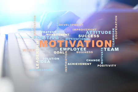 Motivation concept on the virtual screen. Words cloud.の写真素材