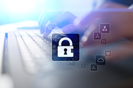 Data protection, Cyber security, information safety and encryption. internet technology and business...