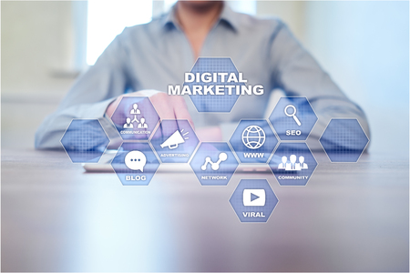 DIgital marketing technology concept. Internet. Online. Search Engine Optimisation. SEO. SMM. Advertising.の写真素材