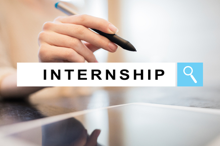 Internship text on virtual screen. Business, education and internet concept. の写真素材