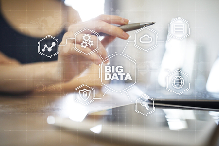 Big data technology and internet concept on the virtual screen.の写真素材