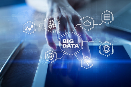 Big data technology and internet concept on the virtual screen.の写真素材